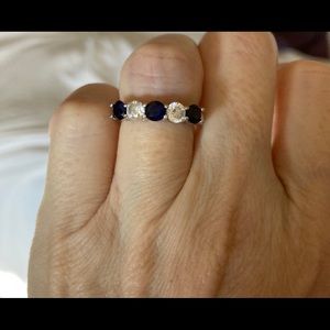 Diamonique and created sapphire band Size 4